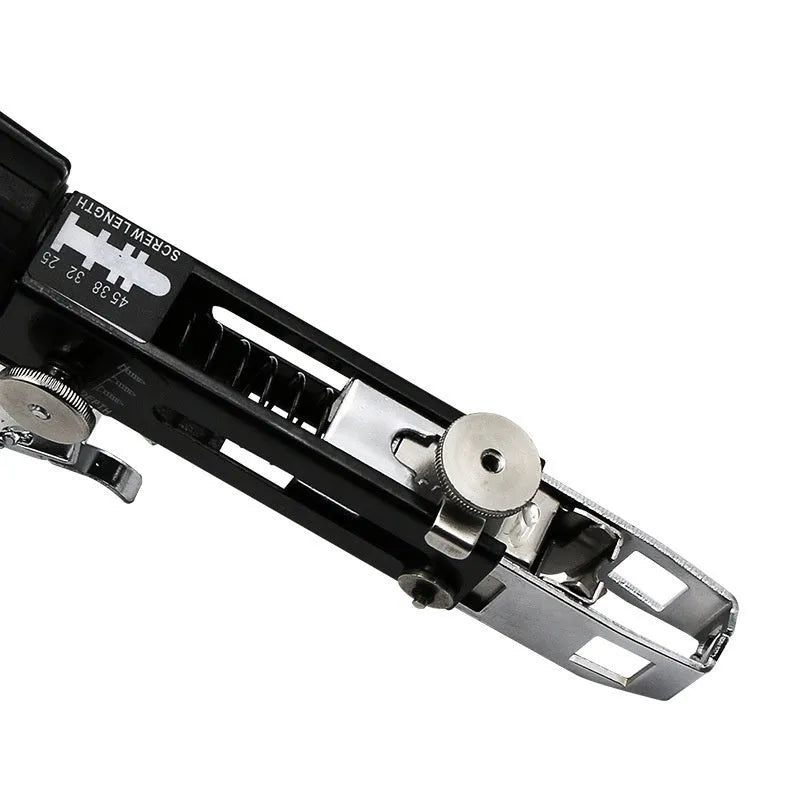 Chain screw gun head kit with metal gun head, chain band, cross head, and storage rack
