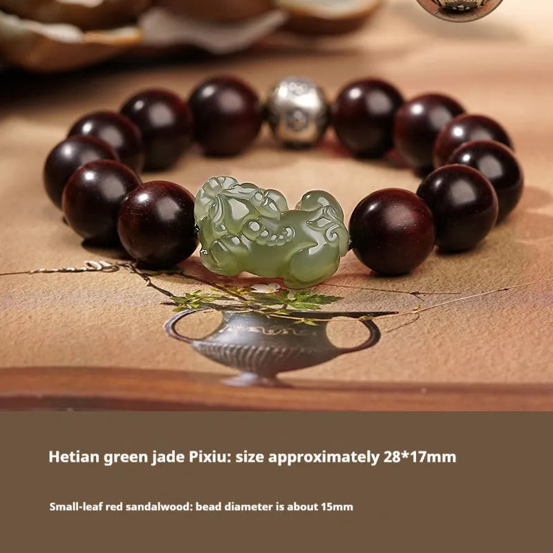 Hetian jade bracelet with black and red braided ropes traditional Chinese jewellery