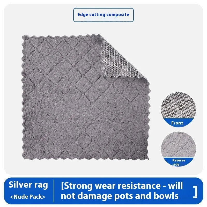 Silver wire microfibre kitchen cleaning cloth for pots and bowls in 20cm or 25cm sizes