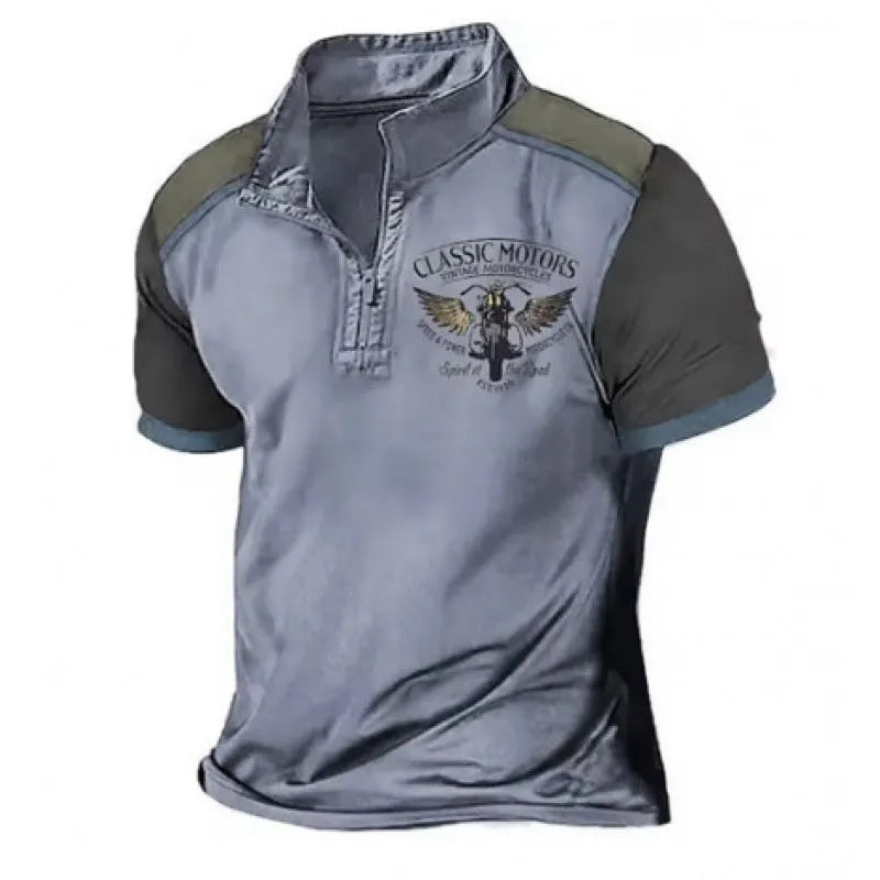 Golf polo shirt with 3D printed design in loose fit pullover style