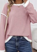 Knitted drop shoulder top with four leaf clover print and contrast colour trim