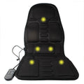 Black heating massage mat seat cushion with infrared physiotherapy function and variable speed control