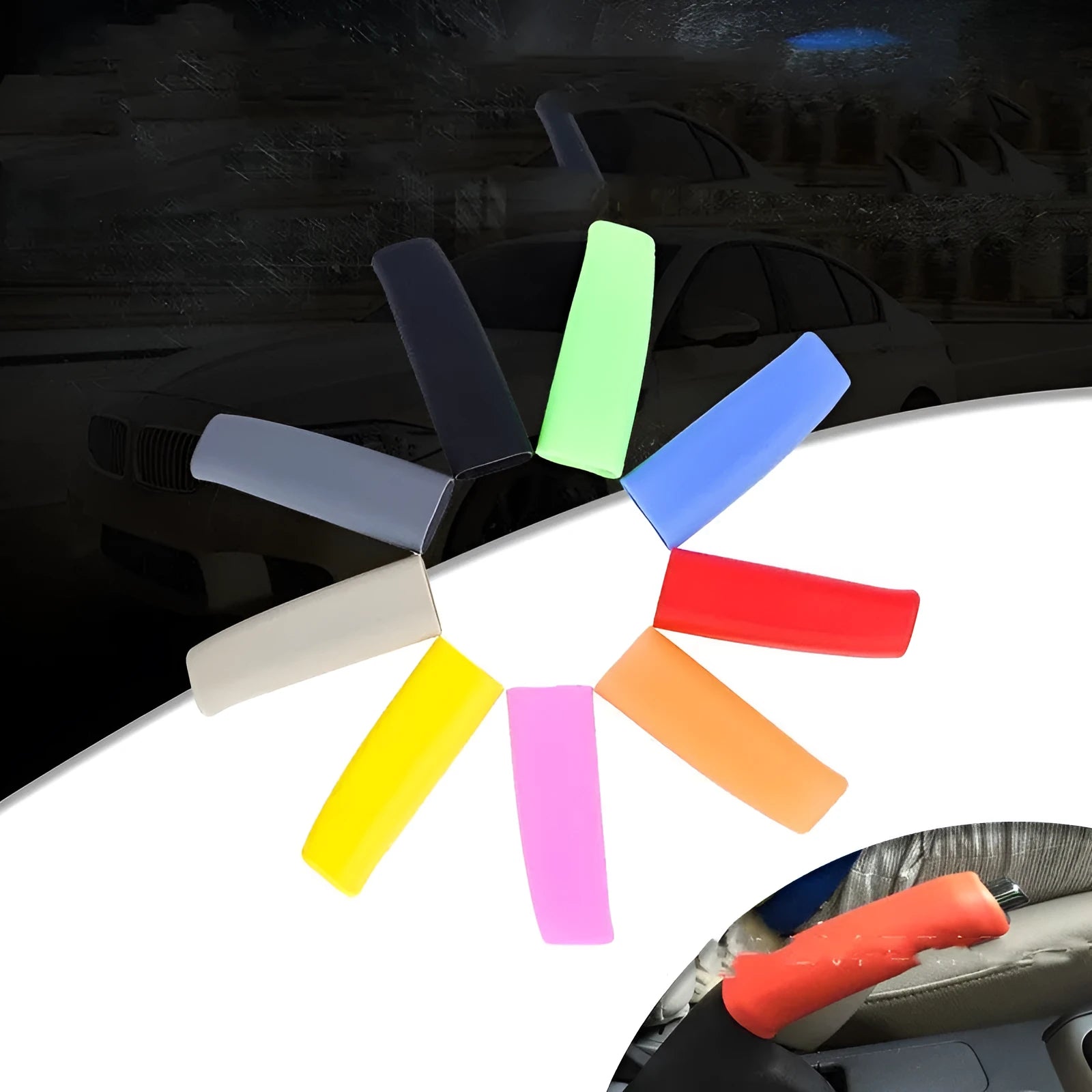 Universal silicone handbrake sleeve in multiple colours showing 12cm length