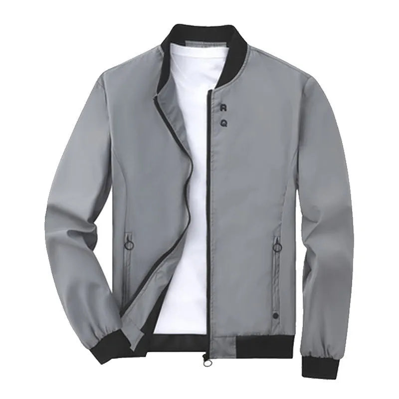 Men's slim-fit fashion collar casual jacket in chemical fibre blend, available in multiple colours