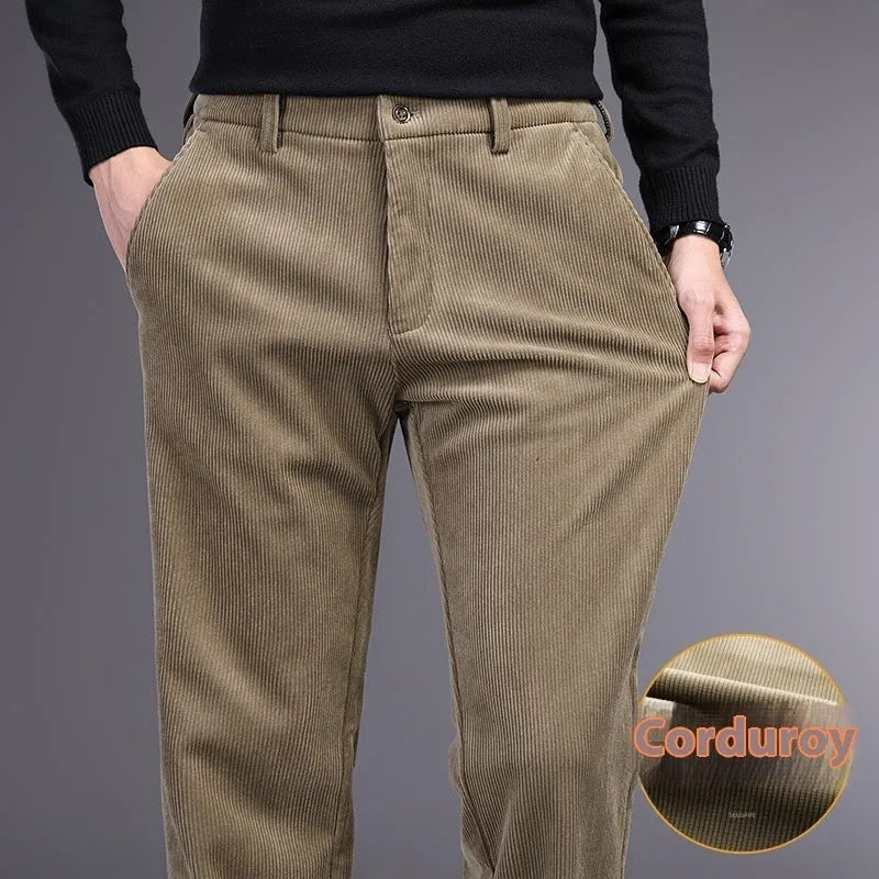 British retro striped trousers in chemical fibre blend with straight leg cut
