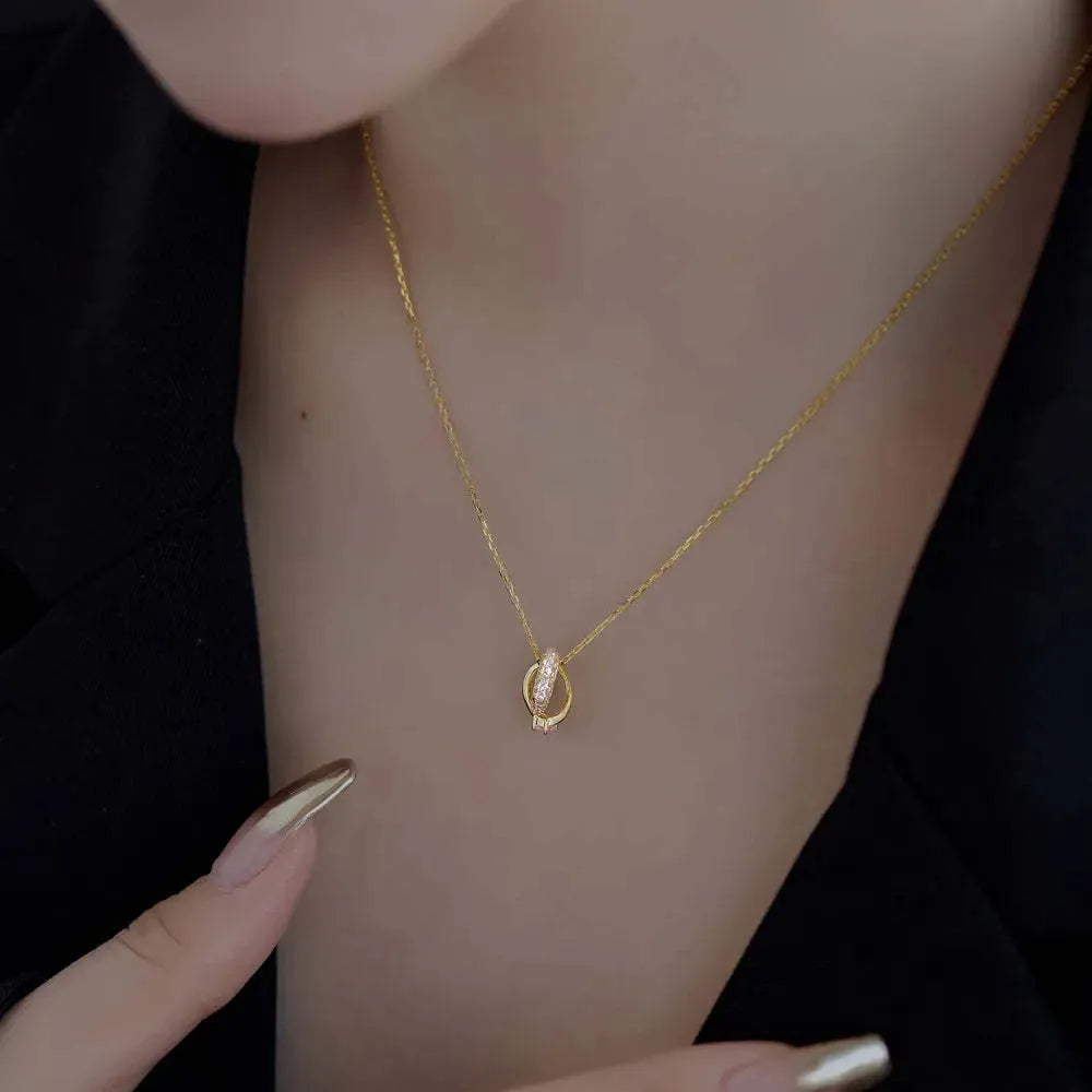 S925 sterling silver light luxury clavicle chain cross pendant white gold colour women's necklace