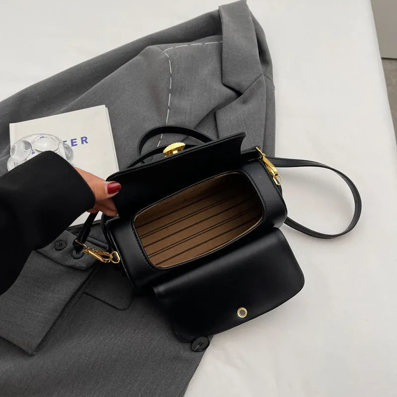 Women's personalised PU leather shoulder messenger bag with letter pattern and stitching design