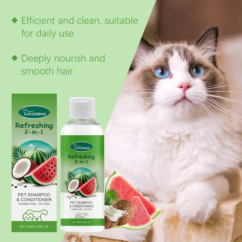 100ml pet 2-in-1 shampoo and conditioner gel bottle with watermelon and coconut extracts
