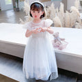 Girls baby princess Elsa dress with gradient pattern, cotton A-line skirt, short sleeves, in cloak Blue colour