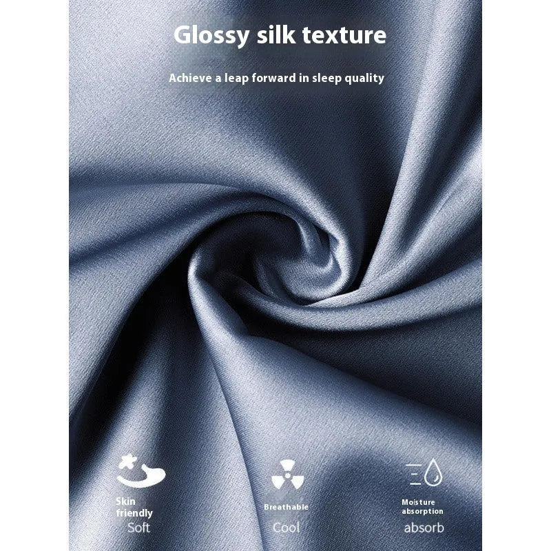 Men's thin ice silk three-piece home wear loungewear set in multiple colours, sizes up to 5XL.