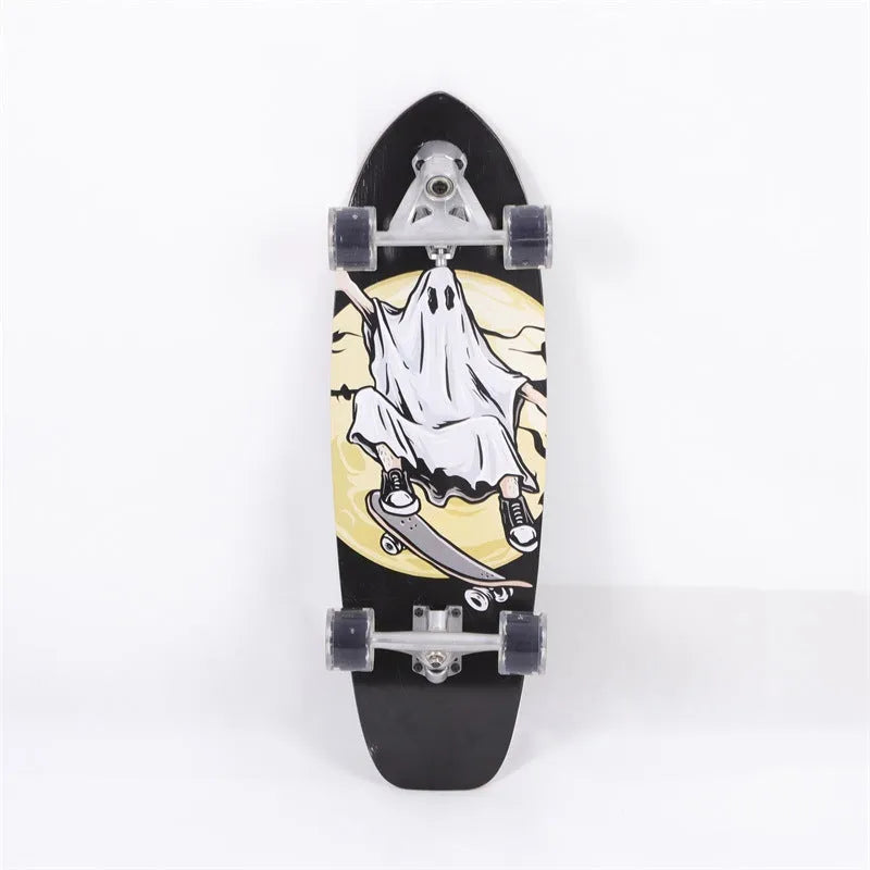 White maple wood street scooter skateboard, 31 inches long