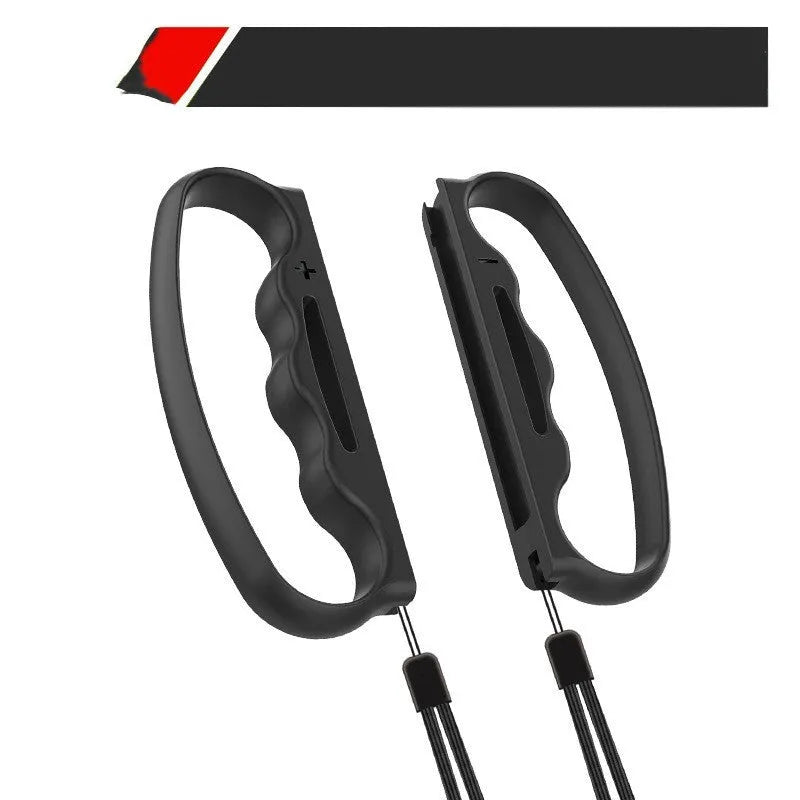 Nintendo Switch Joy-Con controller grips with hand rope straps in black, blue red, or blue green colours