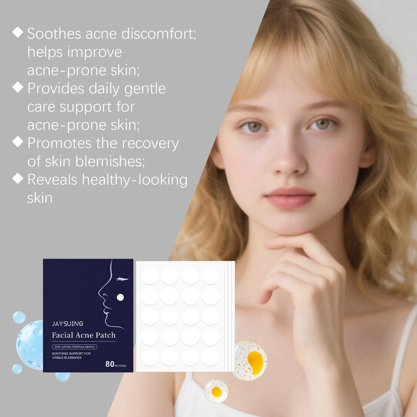 80 transparent hydrocolloid acne patches for facial skincare treatment