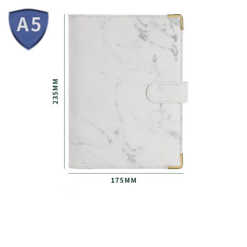 Removable notepad with marble pattern, PU cover, A5 size, 100 sheets of smooth 80G paper