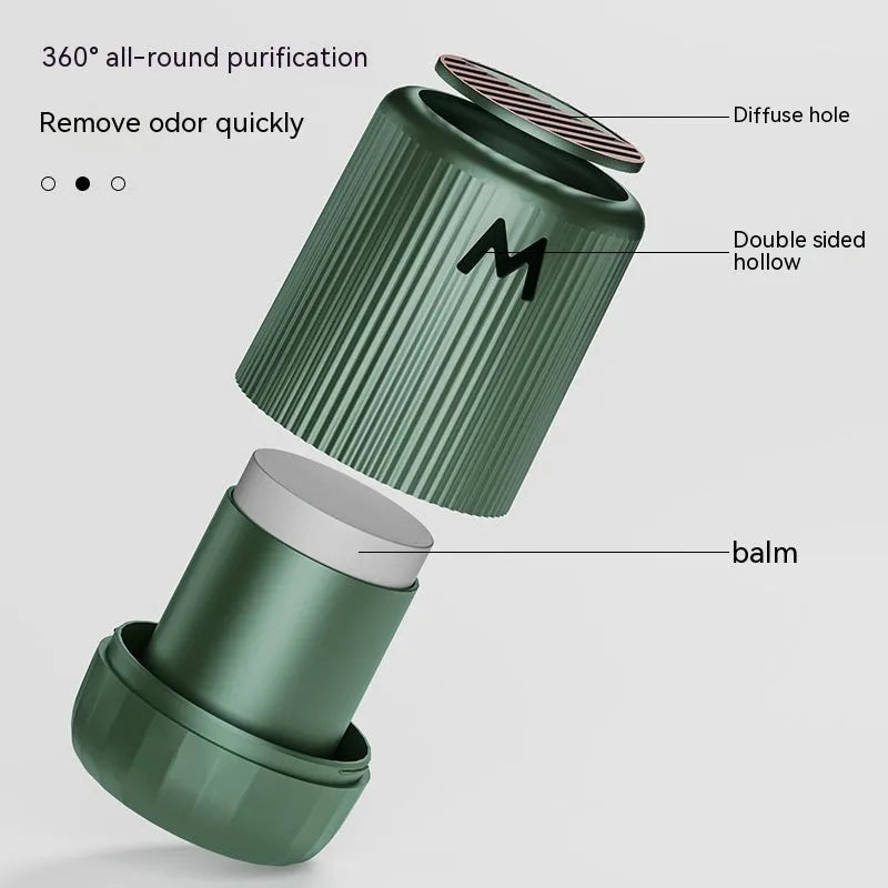 Solid aromatherapy cup for car and home use in choice of four scents, measuring 10 cm by 6 cm.