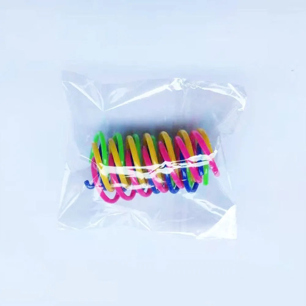Mixed colour plastic self-beating cat spring toy 5.5cm bite-resistant for interactive play