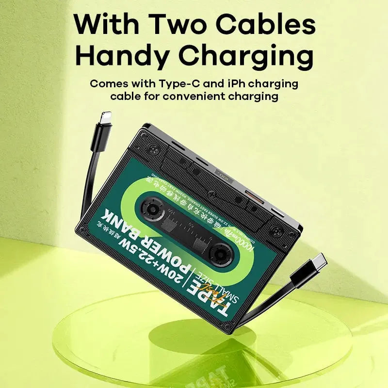 Remax Tape 10000mAh power bank in black with retro design and two-way fast charge