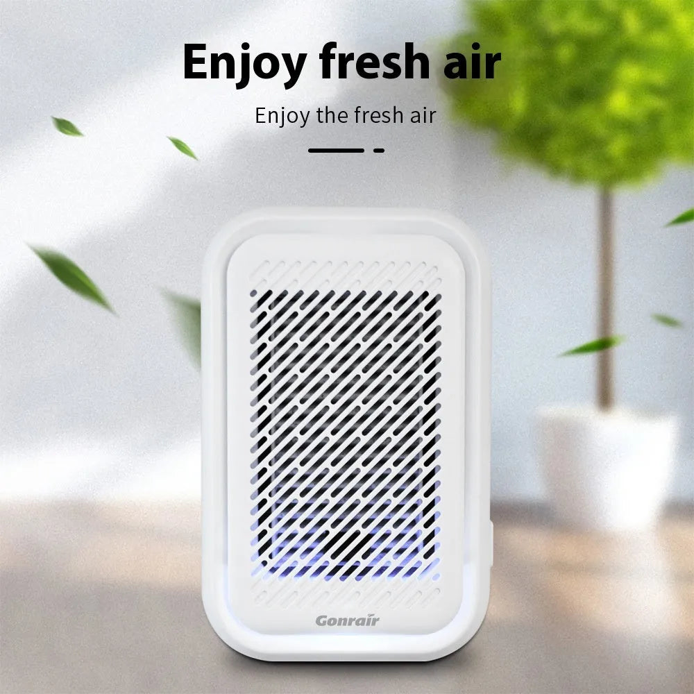 White wall-mounted air purifier with direct plug-in design for small rooms