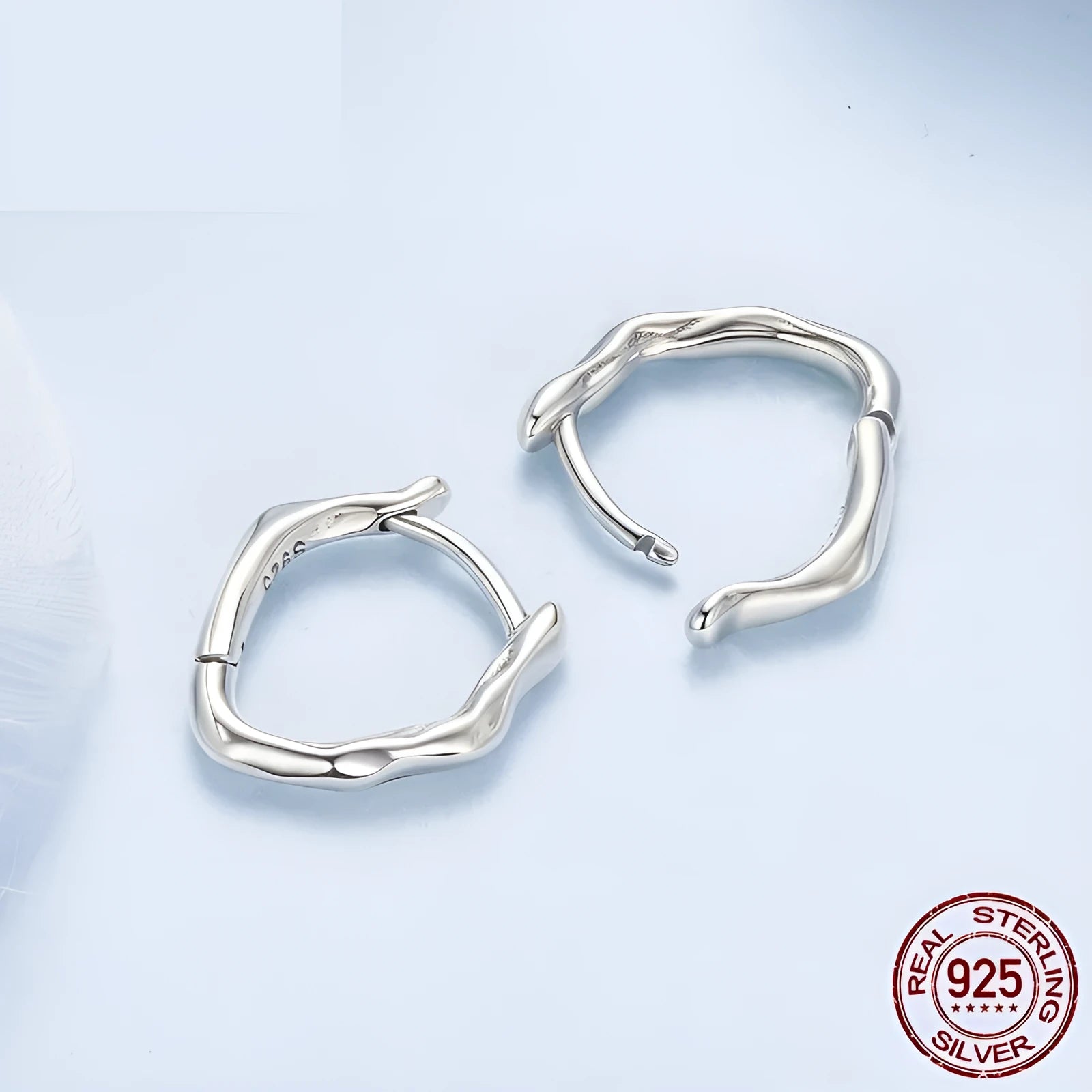 Polished 925 silver geometric ear clip for women ellipse shape clip on earrings