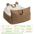 Blue beige removable washable car kennel for dogs, shown in L size 70x60x30cm.