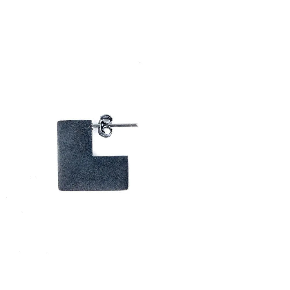 Sterling silver geometric square earrings with black oxidation finish