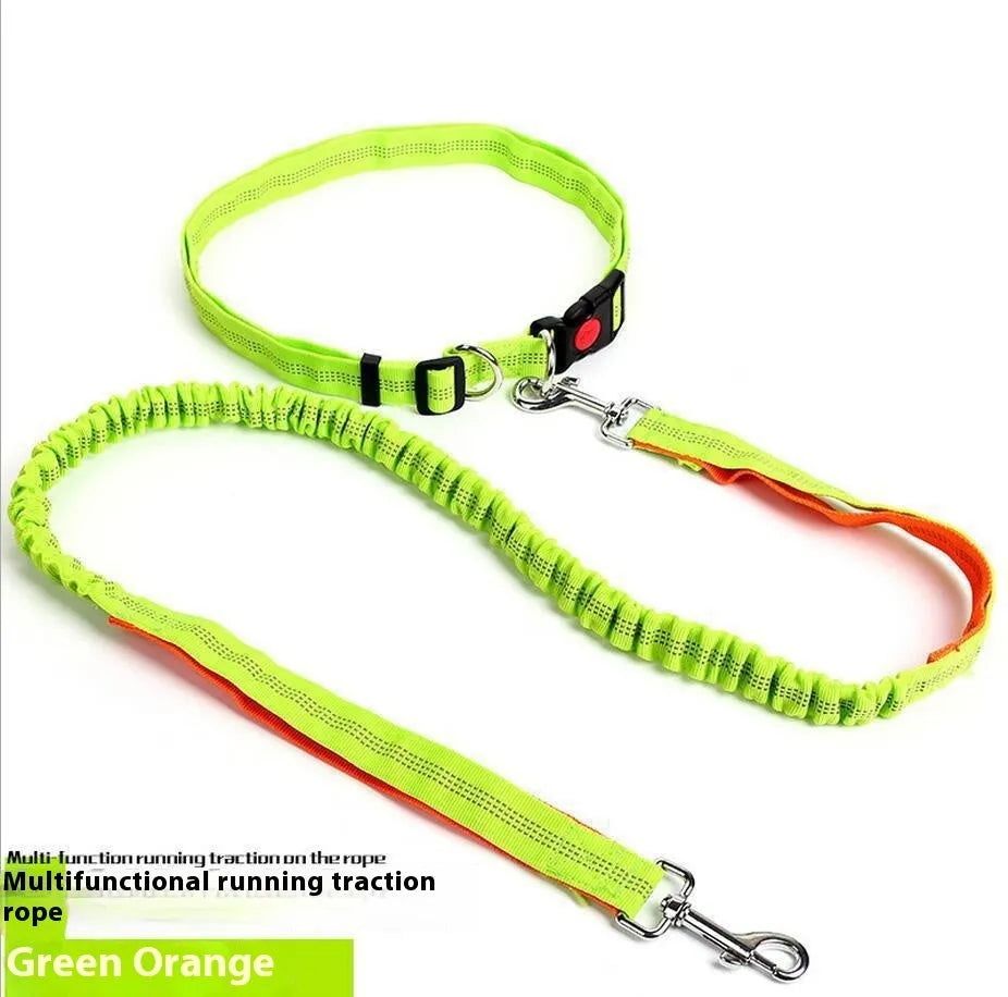 Two-tone reflective dog leash with elastic sling section for outdoor running