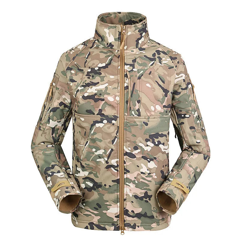 Men's outdoor jacket coat thin commander stand collar loose fit polyester autumn hiking cycling black colour view