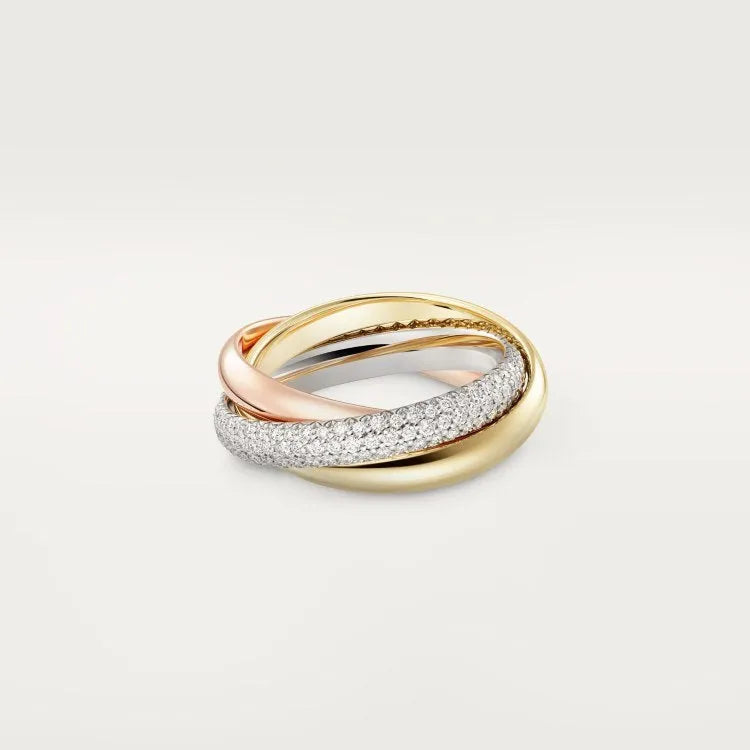 Silver couple rings with full diamond option in U-shaped geometric design