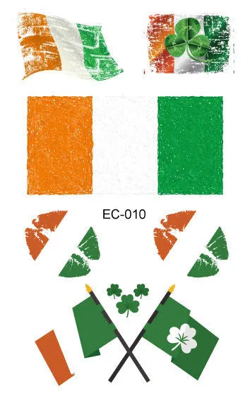 St Patrick's Day shamrock tattoo sticker paper measuring 120 × 75mm for water transfer face application