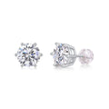 Quiet Moments moissanite stud earrings set in platinum-plated S925 silver, gift box and GRA certificate included, four carat sizes available