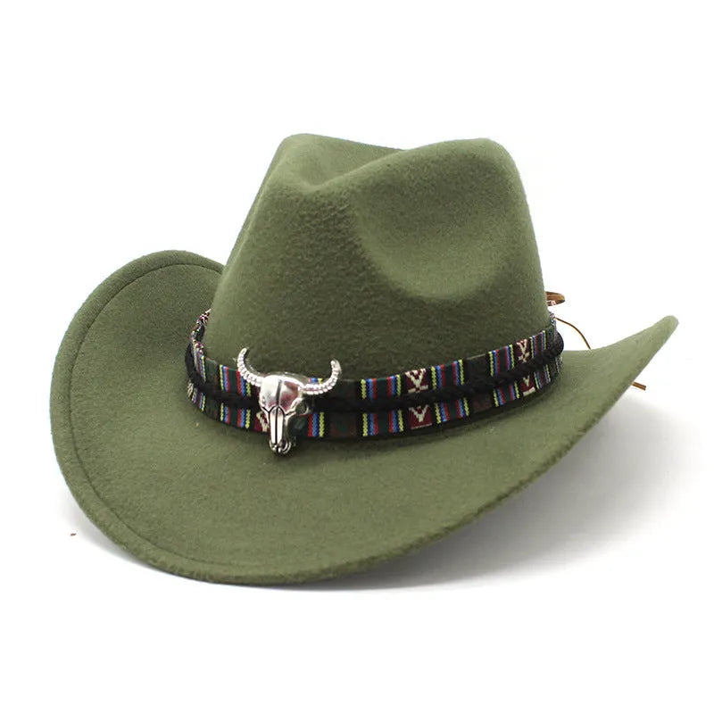 Western cowboy hat with bell crown in polyester fabric, shown in multiple colour options