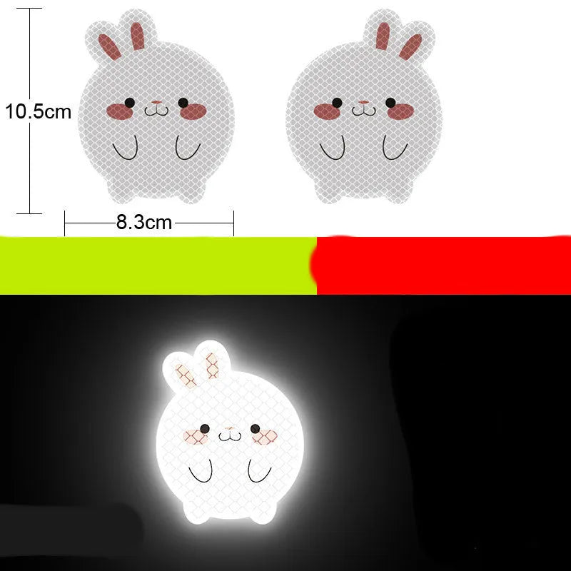 Pair of reflective warning stickers with diamond film for vehicles, approximately 9 by 5 cm