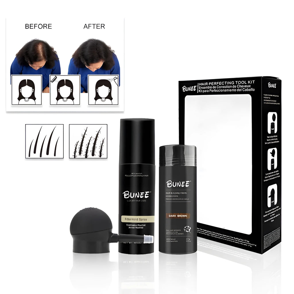 Dense Hair Fibre Powder 275g canister with special nozzle and styling spray bottle