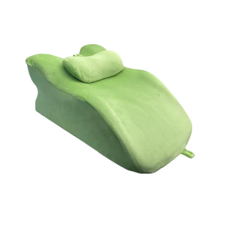 Stomach sleeper pillow for prone position support in blue, dark grey, green, and light grey colour options