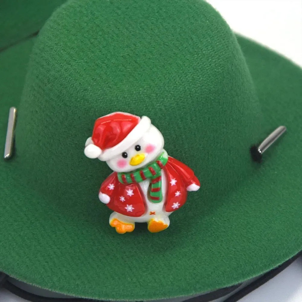 Soft felt cloth pet Christmas hat with antler duck design on a small dog