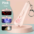 USB rechargeable cat laser pen toy in cream white, pink, and sky blue colours