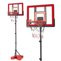 Mute Scoring Dunk Outdoor Folding Basketball Hoop with LED Backboard in red, height adjustable 152-180cm