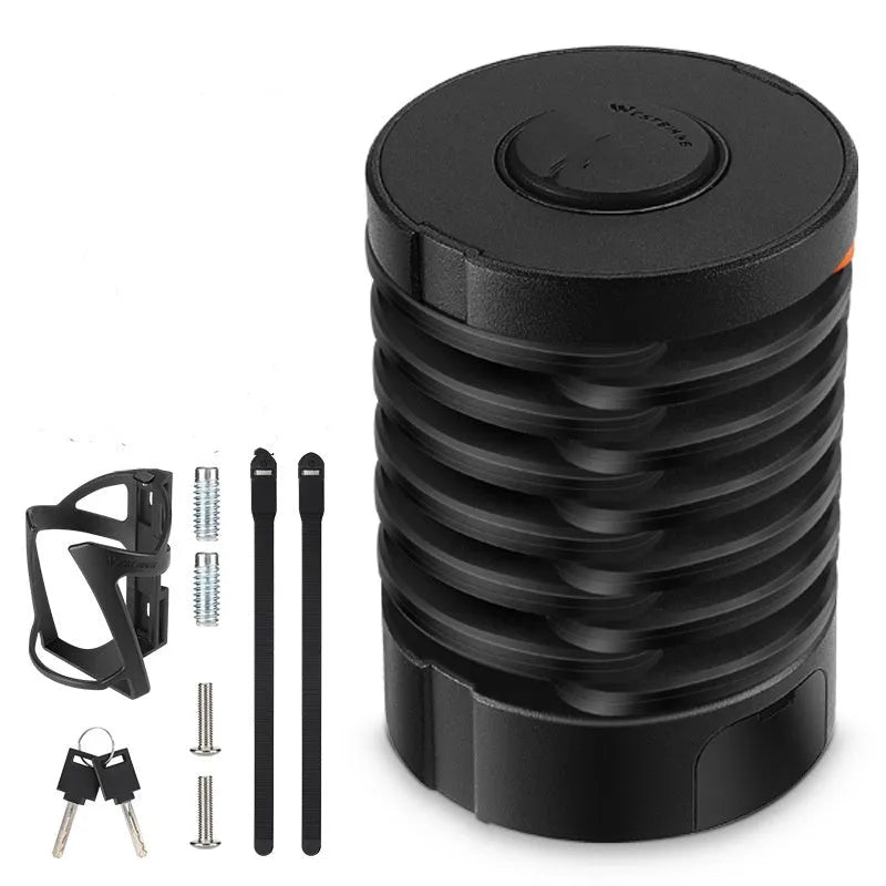 Portable bicycle folding lock in black or black orange with modern simplicity design