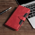 Flip phone case with card holder and bracket for iPhone in black, showing back panel with card slot and side bracket