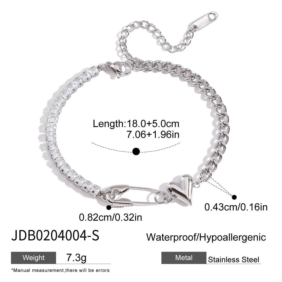 18K gold stainless steel claw chain bracelet for women, geometric design, three colour options JDB0204012 JDB0204012-S JDB0204004-S