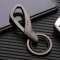 Zinc alloy double ring car key waist hanging chain in black chrome or nickel colour