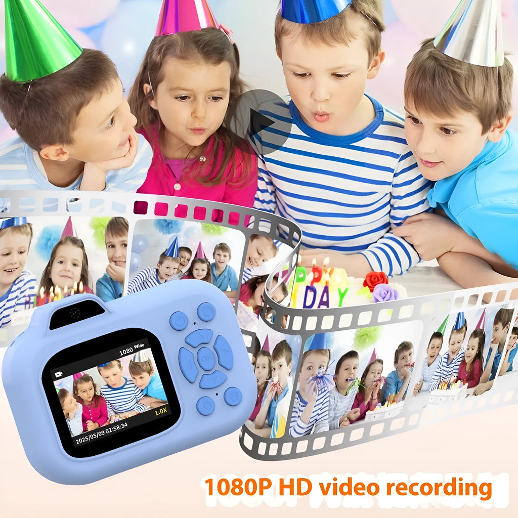 Children's plastic digital camera toy in pink, blue or purple with video recording and games