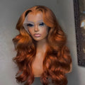Ginger body wave lace front wig human hair 13x4 headgear orange colour with natural waves