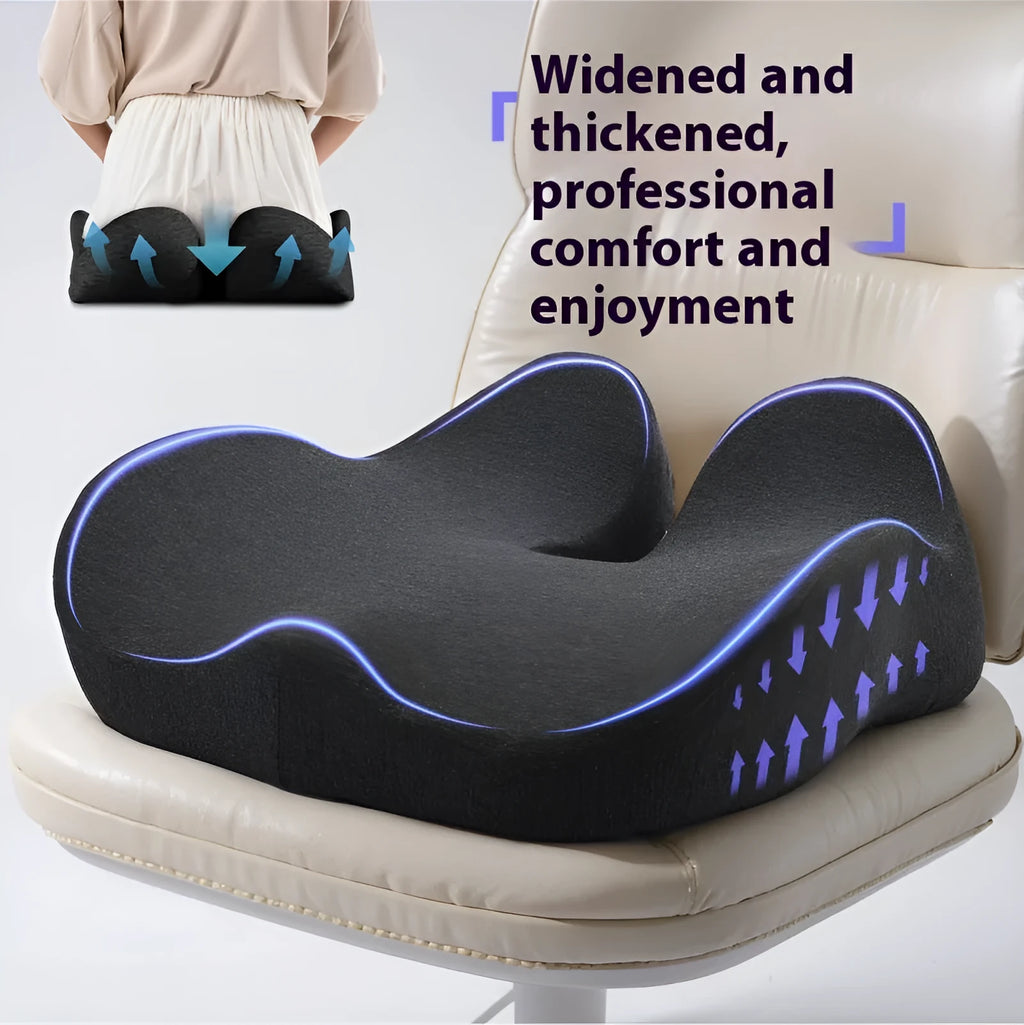 Memory foam office chair cushion in light grey colour with 46x43x12cm dimensions