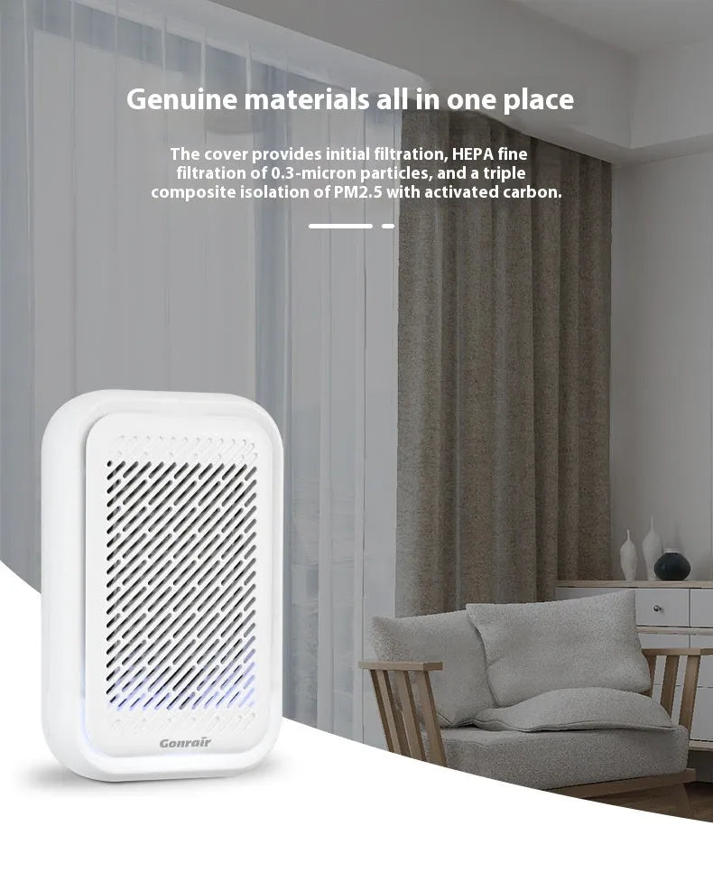 White wall-mounted air purifier with direct plug-in design for small rooms