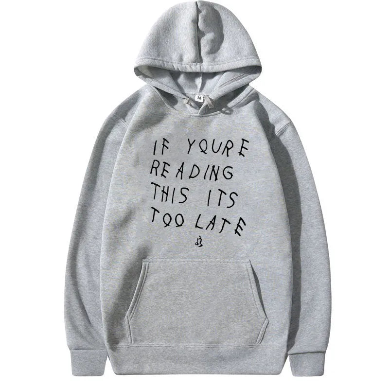 Letter print hoodie for men and women in polyester fibre, side seam pockets, pullover style, available in multiple colours