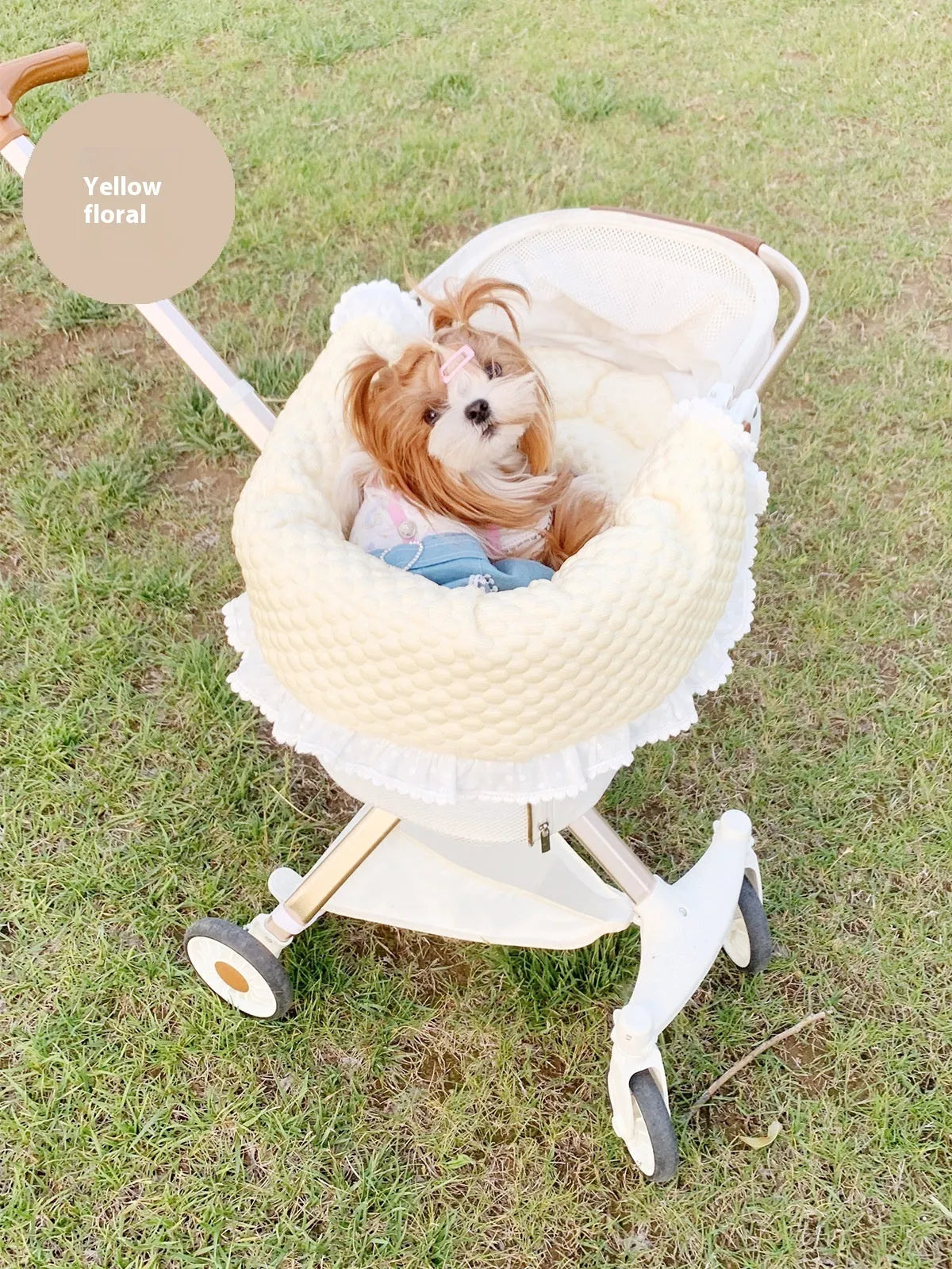 Pet stroller three-piece bedding set with towel, cushion and pillow in cotton cloth
