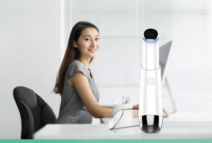 Mini eye massager electric vibration anti-ageing wrinkle removal pen in Pink and White with USB charging cable