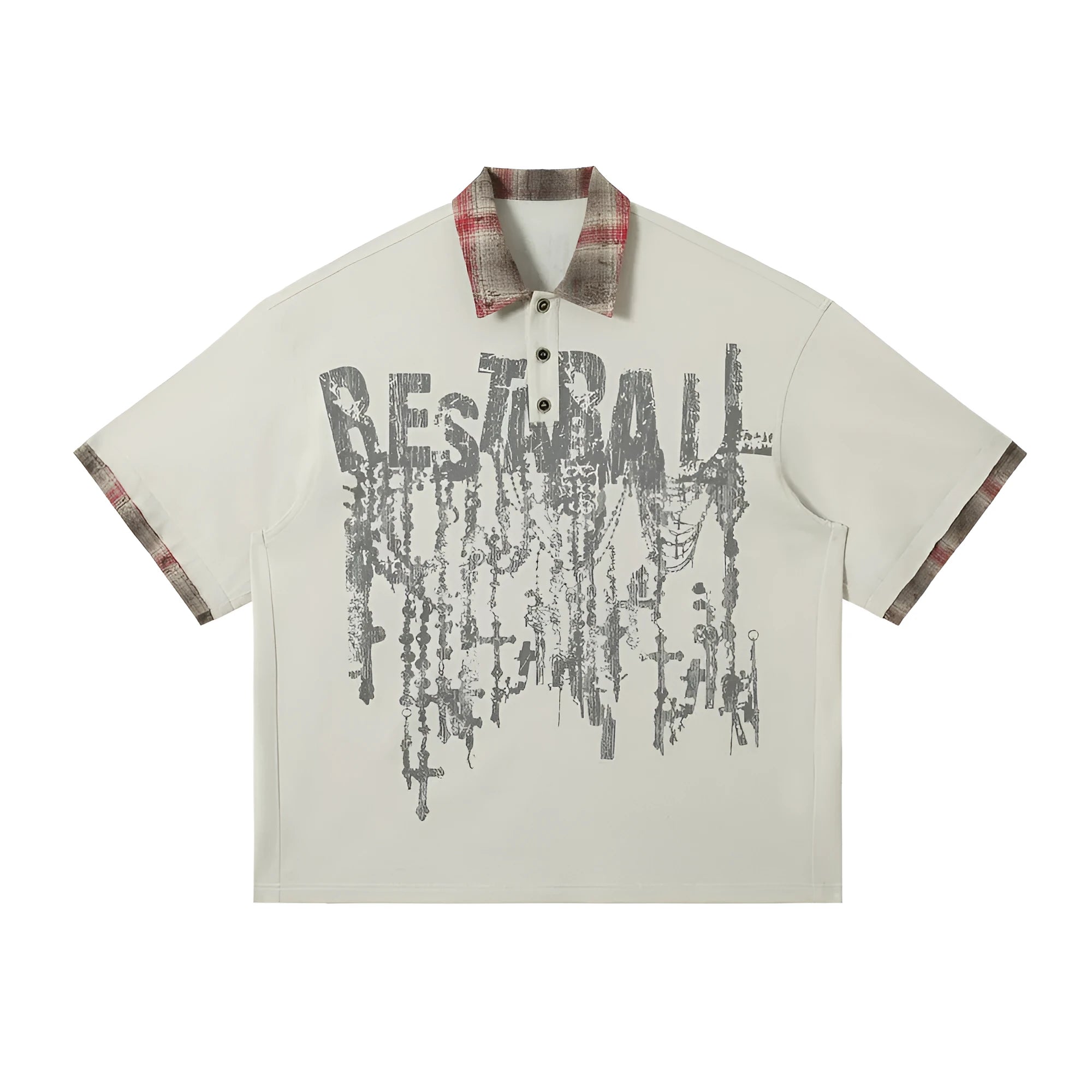 Men's cotton short sleeve top with graffiti printing in loose fit street style