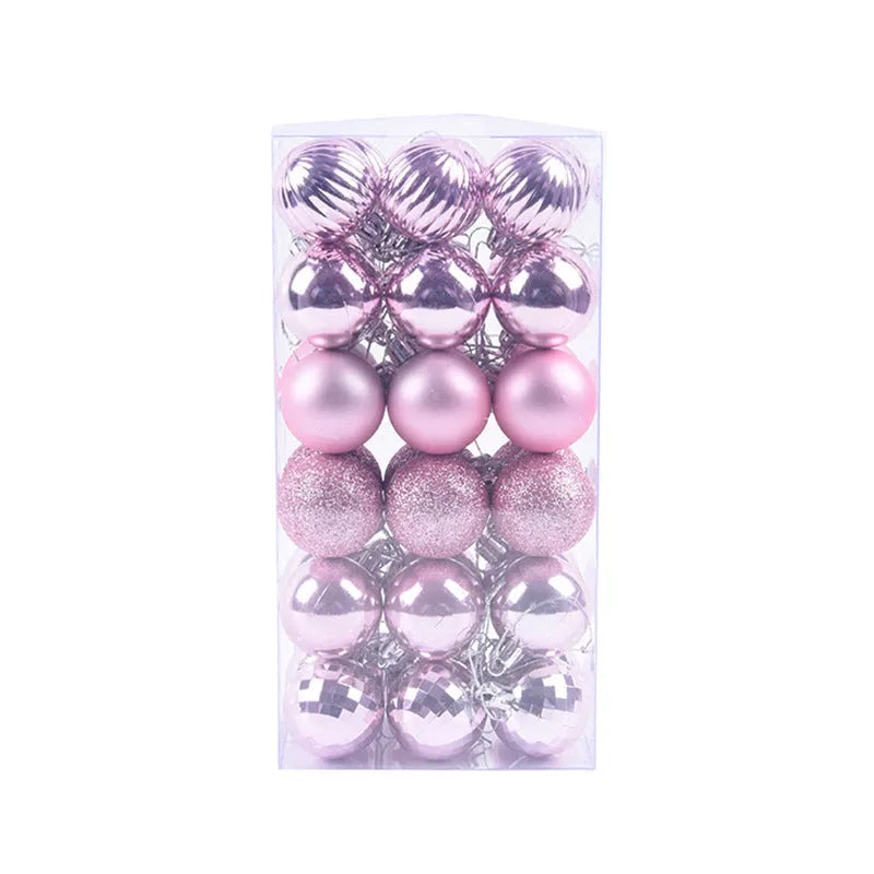 36 assorted Christmas balls in a whole box, each 4cm diameter, multicolour